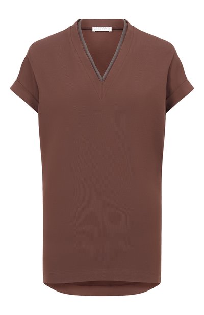 Женская хлопковая футболка BRUNELLO CUCINELLI, арт. MPT18BD222