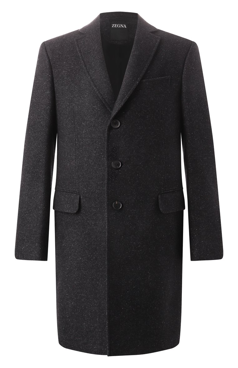Мужской пальто из шерсти и шелка ZEGNA темно-серого цвета, арт. 4GJ3G0/897700A8 | Фото 1 (Материал сплава: Проставлено; Материал подклада: Вискоза; Драгоценные камни: Проставлено; Рукава: Длинные; Материал внешний: Шерсть; Длина (верхняя одежда): До середины бедра; 1-2-бортные: Однобортные; Стили: Кэжуэл, Классический; Мужское Кросс-КТ: пальто-верхняя одежда)