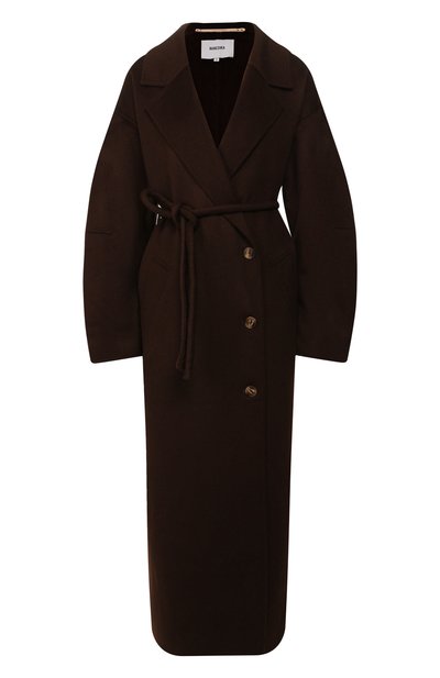Женское пальто из смеси шерсти и шелка NANUSHKA, арт. L0ANE_ESPRESS0_D0UBLE SILK W00L BLEND