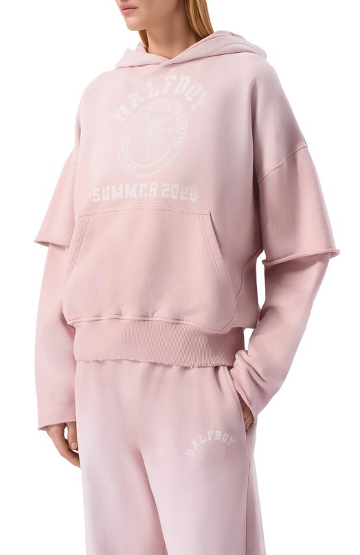 Хлопковое худи Halfboy HS261WF003 FL001/VINTAGE H00DIE Розовый  HS261WF003 FL001/VINTAGE H00DIE Фото 3