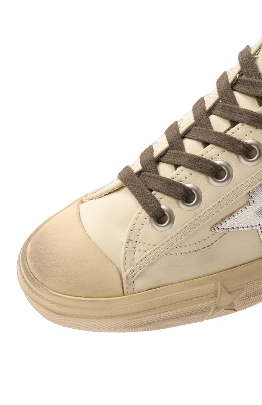 Кожаные кеды V-Star Golden Goose Deluxe Brand GWF00129.F006650 Кремовый  GWF00129.F006650 Фото 7