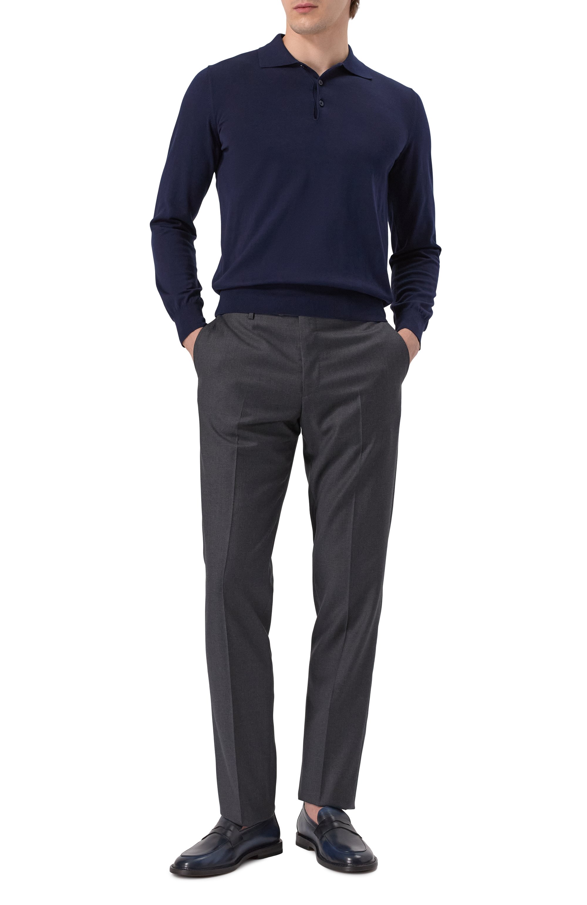 Кожаные пенни-лоферы PANTANETTI темно-синего цвета по цене 44950 руб., арт. 18546F, фото 2 Кожаные пенни-лоферы PANTANETTI, арт. 18546F, фото 2