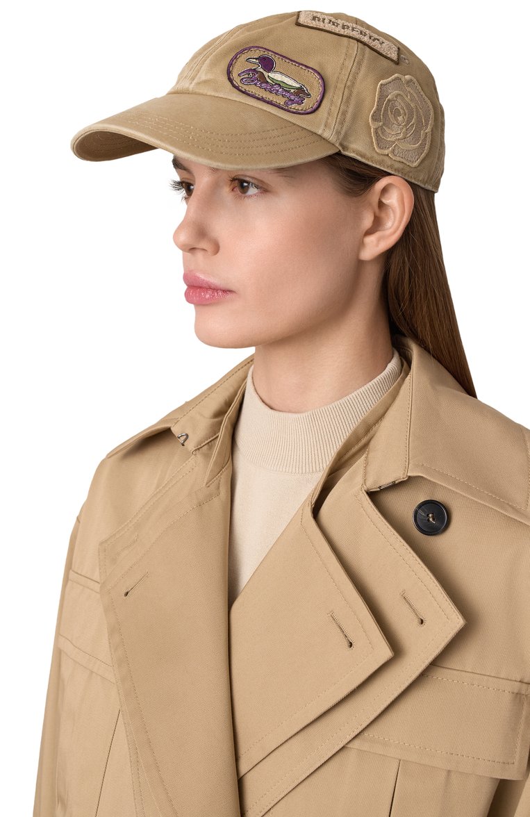 Женская хлопковая бейсболка BURBERRY бежевого цвета, арт. 8102749 | Фото 2 (Материал: Хлопок, Текстиль; Нос: Не проставлено)