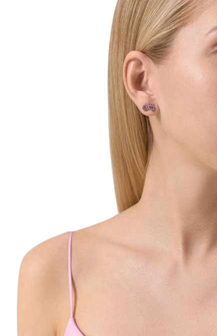 Женские серьги lifelong bow SWAROVSKI розового цвета, арт. 5723557 | Фото 2 (Материал: Металл, Кристаллы; Нос: Не проставлено; Материал сплава: Проставлено)