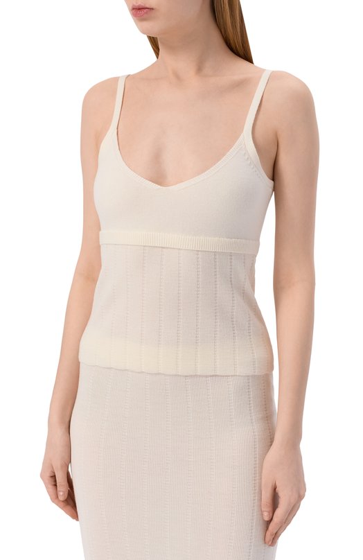 Шерстяной топ Yuzefi N0LA-TUCK STITCH STRAPPY T0P/KNIT Кремовый  N0LA-TUCK STITCH STRAPPY T0P/KNIT Фото 3