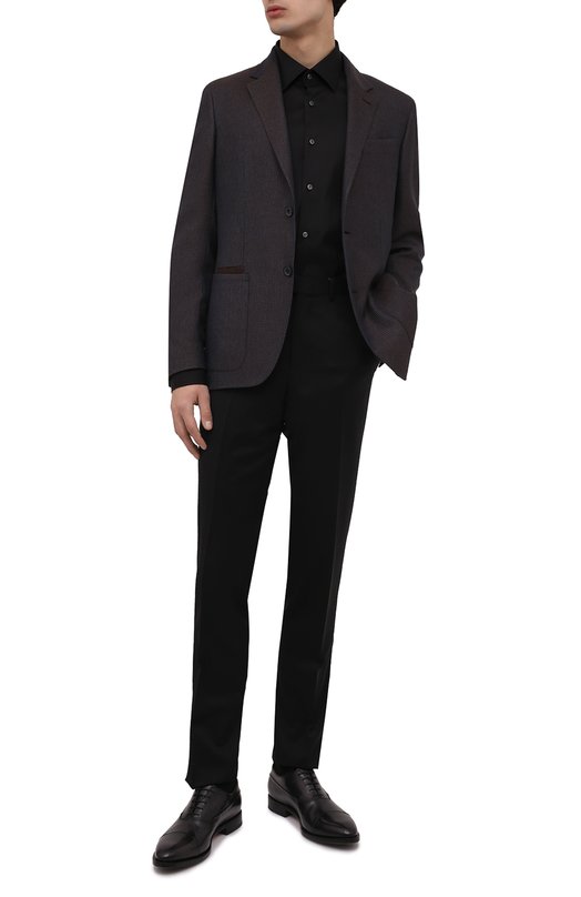 Пиджак из шелка и шерсти Zegna UWC14/TQR Синий  UWC14/TQR Фото 2