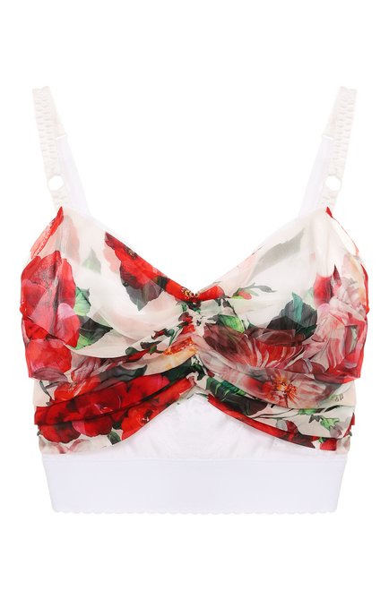 Женский топ DOLCE & GABBANA разноцветного цвета, арт. F7AX5T/IS1Y6 | Фото 1 (Материал сплава: Проставлено; Длина (для топов): Укороченные; Материал внешний: Синтетический материал; Драгоценные камни: Проставлено)