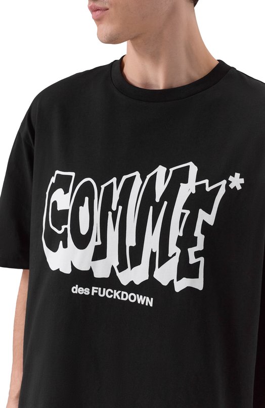 Хлопковая футболка Comme des Fuckdown CFABM01783 Чёрный  CFABM01783 Фото 5