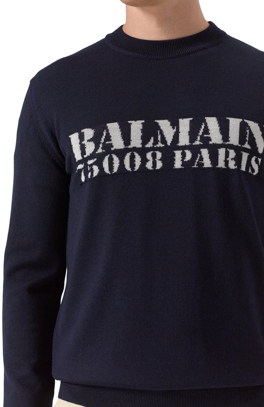 Шерстяной джемпер Balmain FH1KD000/KI84 Синий  FH1KD000/KI84 Фото 5