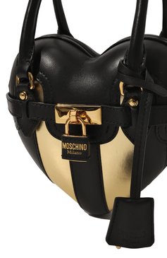 Женская сумка MOSCHINO черного цвета, арт. A7574/8002 | Фото 3 (Материал: Натуральная кожа; Материал сплава: Проставлено; Размер: mini; Ремень/цепочка: На ремешке; Драгоценные камни: Прост�авлено)