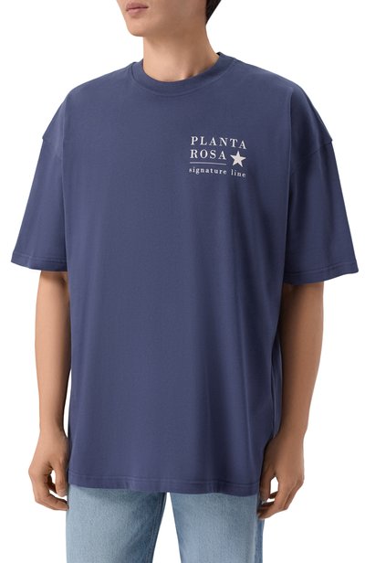 Хлопковая футболка PLANTA ROSA синего цвета по цене 13500 руб., арт. PR/T01/STAR-SIGNATURE/220VELVET, фото 4 Хлопковая футболка PLANTA ROSA, арт. PR/T01/STAR-SIGNATURE/220VELVET, фото 4