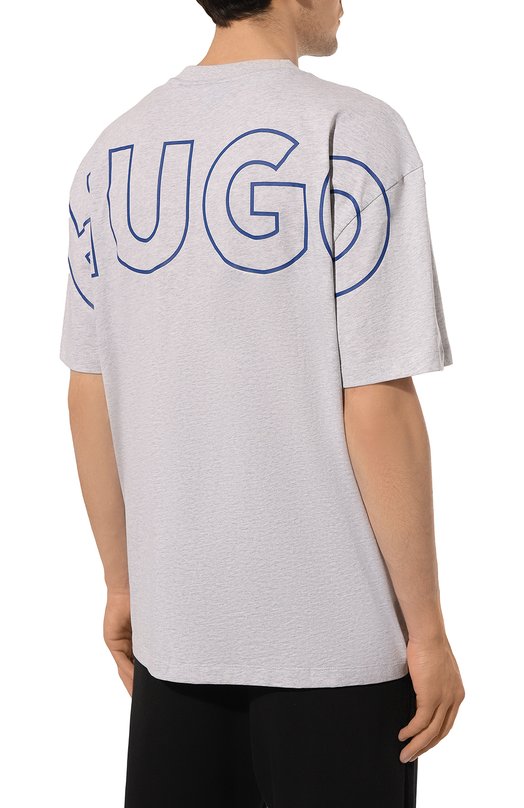 Хлопковая футболка HUGO Blue Серый, фото 4