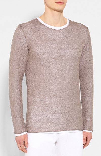 Льняной джемпер DANIELE FIESOLI коричневого цвета по цене 23300 руб., арт. DF 0365/J, фото 3 Льняной джемпер DANIELE FIESOLI, арт. DF 0365/J, фото 3