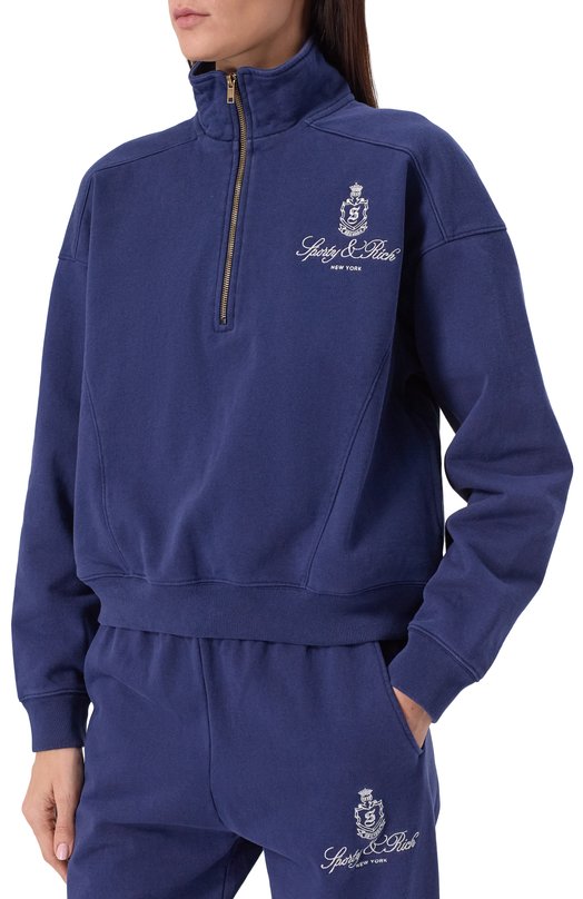 Хлопковый свитшот Sporty and Rich ST073606231BL106 Синий  ST073606231BL106 Фото 3