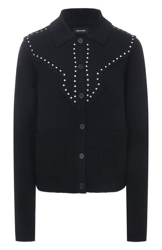 Кардиган из шерсти и кашемира Zadig and Voltaire KWCA01648 Чёрный KWCA01648