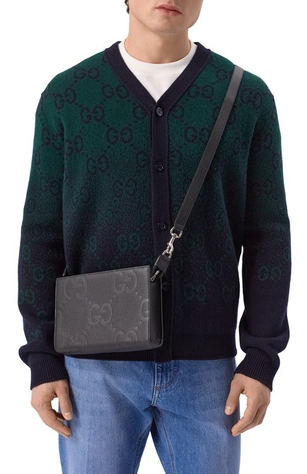 Мужская сумка jumbo gg mini GUCCI черного цвета, арт. 795240/AABY0 | Фото 2 (Материал: Натуральная кожа; Ремень/цепочка: На ремешке; Материал сплава: Проставлено; Размер: small; Драгоценные камни: Проставлено)