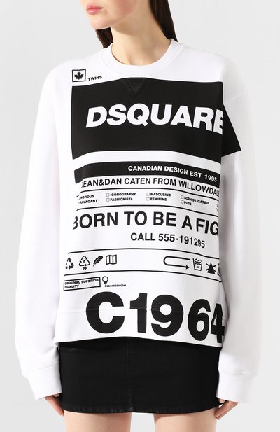 Хлопковый свитшот DSQUARED2 белого цвета по цене 36550 руб., арт. S75GU0283/S25042, фото 3 Хлопковый свитшот DSQUARED2, арт. S75GU0283/S25042, фото 3