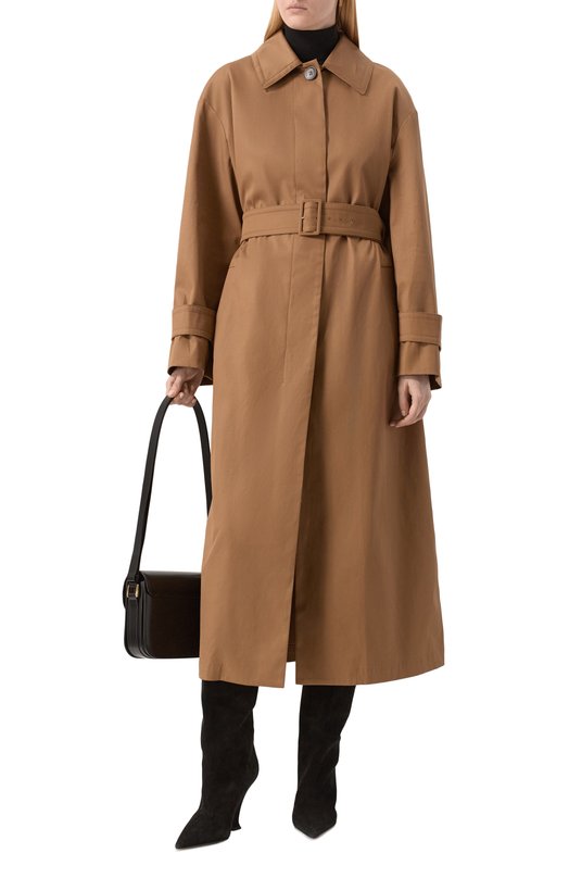 Хлопковый плащ Max Mara Studio PIST0IA Коричневый  PIST0IA Фото 2