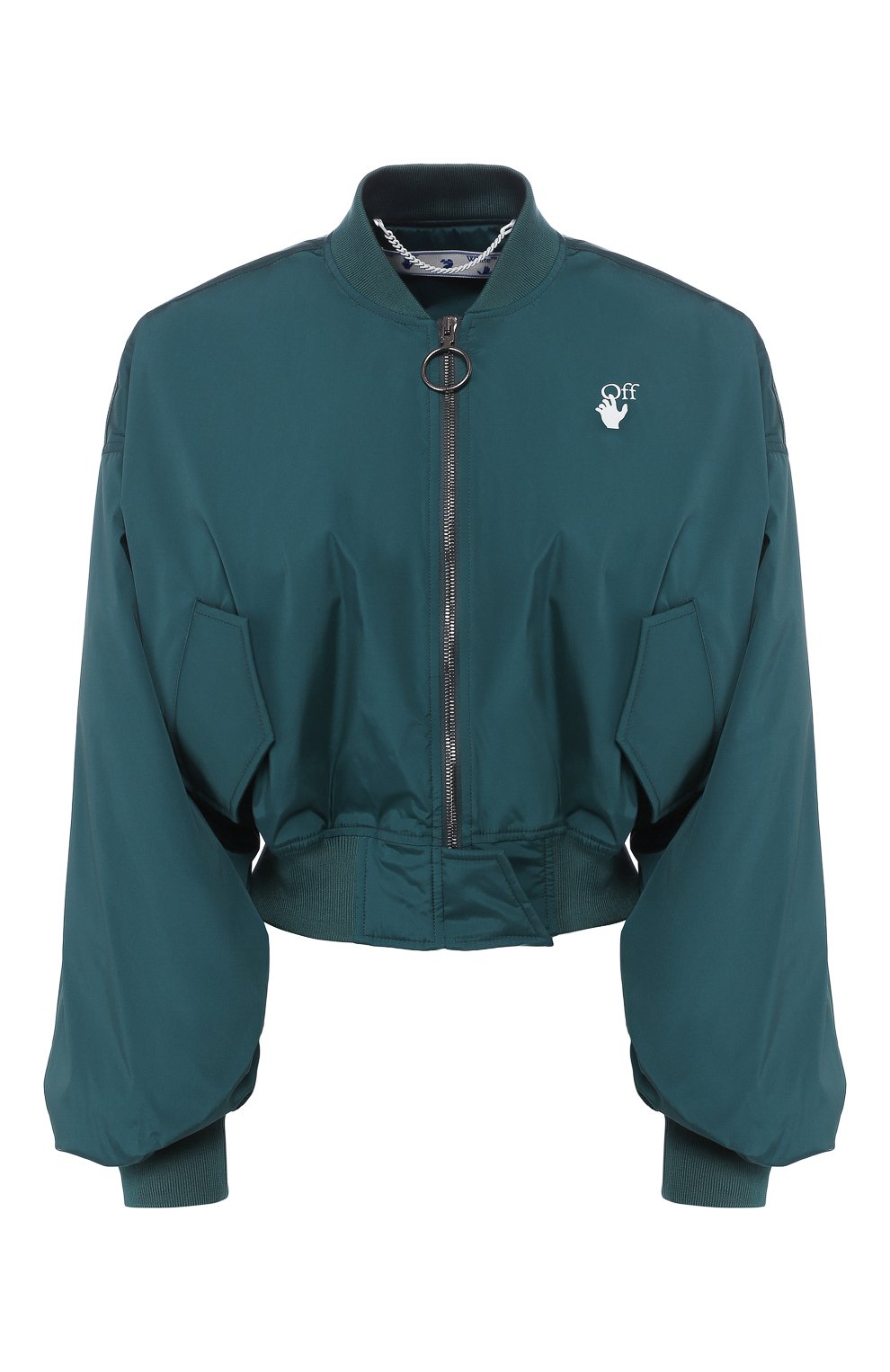Бомбер OFF-WHITE зеленого цвета по цене 74350 руб., арт. 0WEA200S20FAB0015501, фото 1 Бомбер OFF-WHITE, арт. 0WEA200S20FAB0015501, фото 1