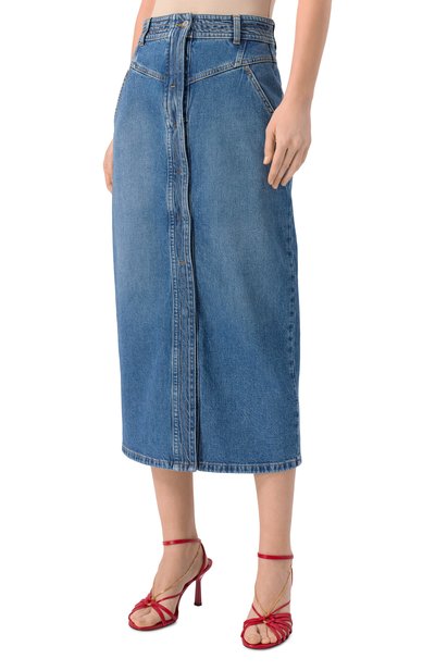 Джинсовая юбка IRO голубого цвета по цене 38200 руб., арт. WP31GARICE, фото 3 Джинсовая юбка IRO, арт. WP31GARICE, фото 3