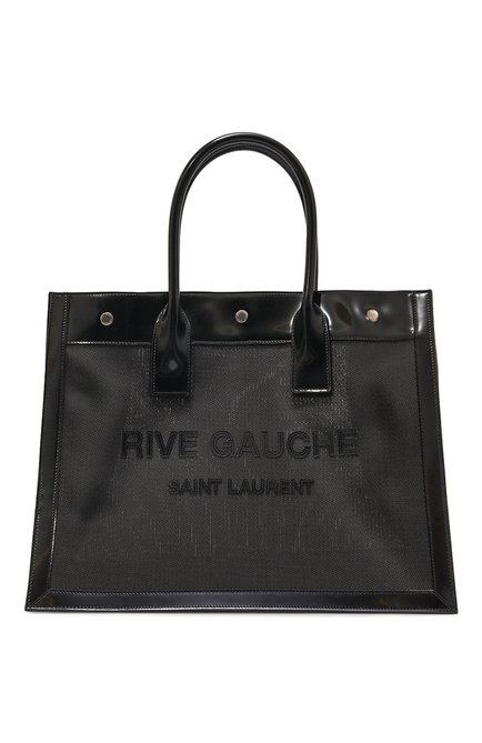 Женский сумка-тоут rive gauche small SAINT LAURENT черного цвета, арт. 743153/FABXI | Фото 1 (Материал сплава: Проставлено; Драгоценные камни: Проставлено; Материал: Экокожа, Натуральная кожа; Размер: small)