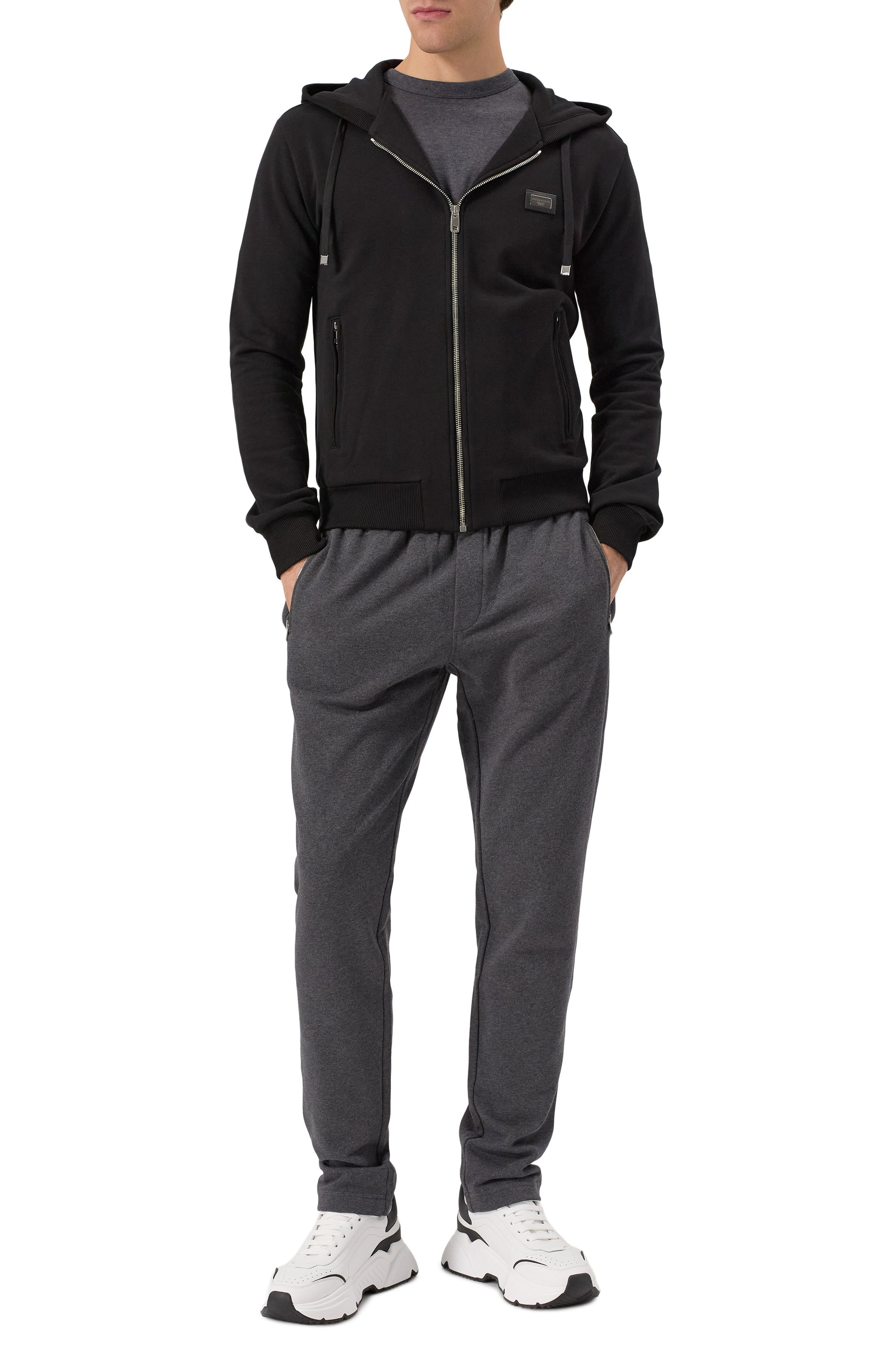 Хлопковые брюки DOLCE & GABBANA темно-серого цвета по цене 78450 руб., арт. G4ZCAT/G7JYX, фото 2 Хлопковые брюки DOLCE & GABBANA, арт. G4ZCAT/G7JYX, фото 2