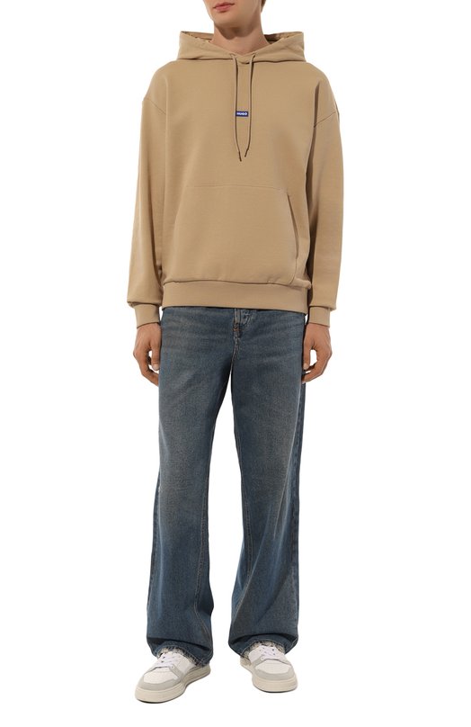 Хлопковое худи HUGO Blue Бежевый, фото 2