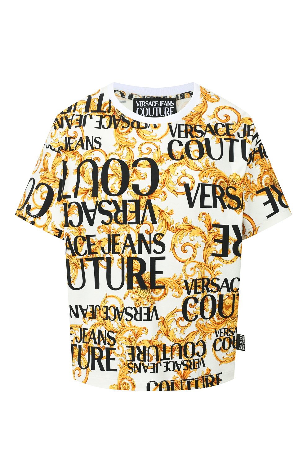 Хлопковая футболка VERSACE JEANS COUTURE белого цвета по цене 13800 руб., арт. B2HUA706-UDP606/S0589, фото 1 Хлопковая футболка VERSACE JEANS COUTURE, арт. B2HUA706-UDP606/S0589, фото 1