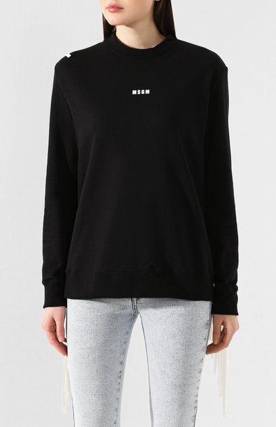 Хлопковый свитшот MSGM черного цвета по цене 28750 руб., арт. 2841MDM105 207299, фото 3 Хлопковый свитшот MSGM, арт. 2841MDM105 207299, фото 3