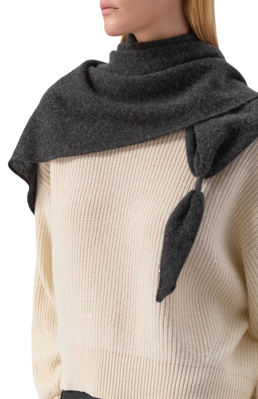 Кашемировый шарф Brunello Cucinelli MSCDFSW03P Серый  MSCDFSW03P Фото 2