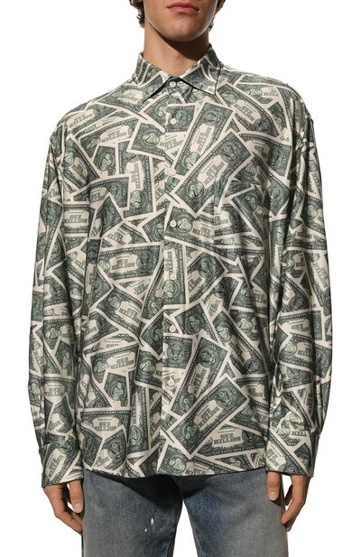 Рубашка из вискозы VETEMENTS зеленого цвета по цене 112500 руб., арт. UA53SH800M 2734/M, фото 3 Рубашка из вискозы VETEMENTS, арт. UA53SH800M 2734/M, фото 3