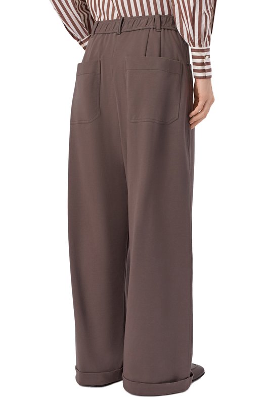 Хлопковые брюки Brunello Cucinelli MH827HZ589 Коричневый  MH827HZ589 Фото 4