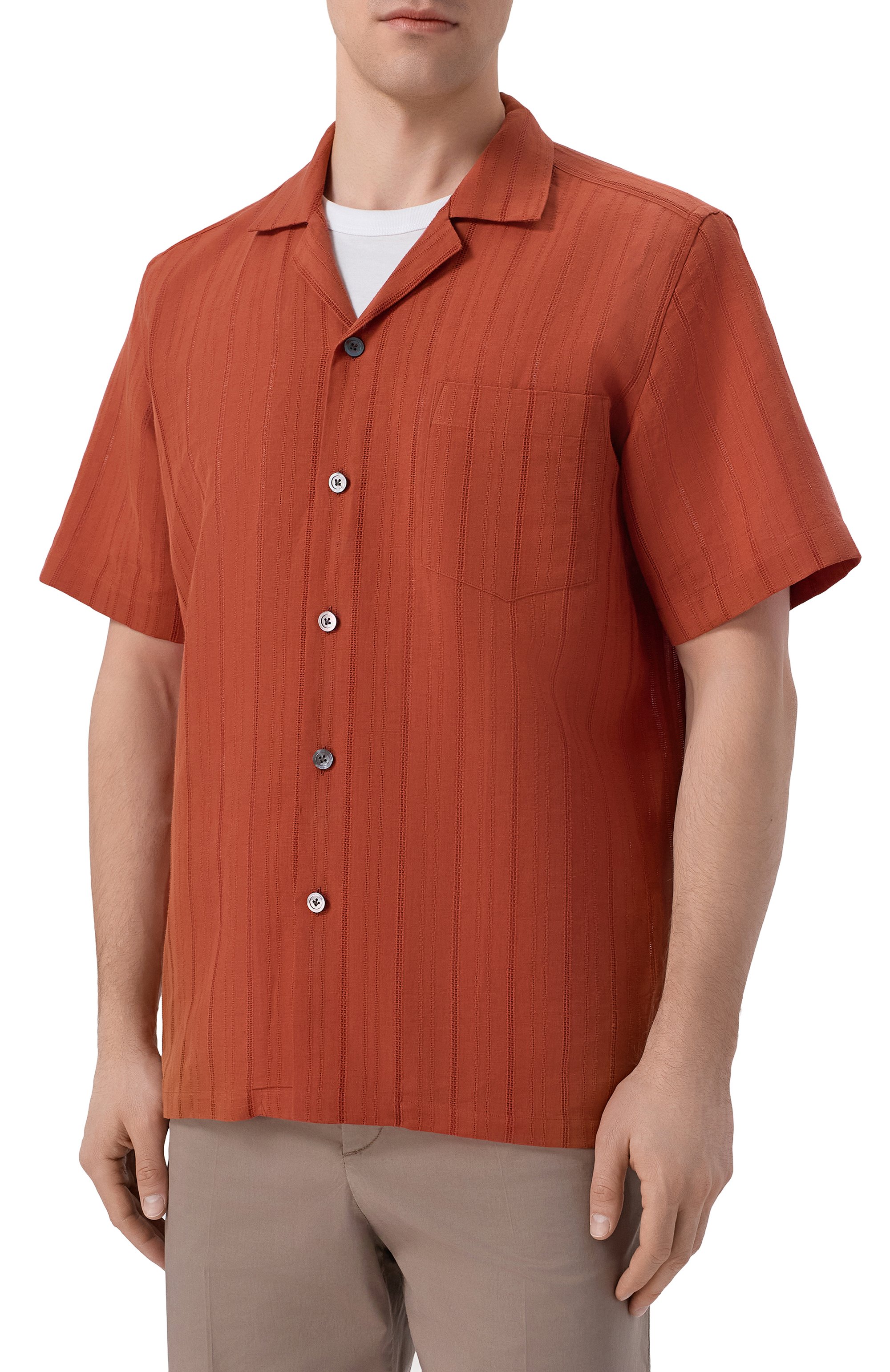 Рубашка изо льна и хлопка BOSS CAMEL, арт. 50560318, фото 3