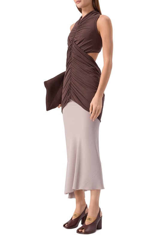 Топ из вискозы и шелка Rick Owens RP01F6103/JS Коричневый  RP01F6103/JS Фото 2