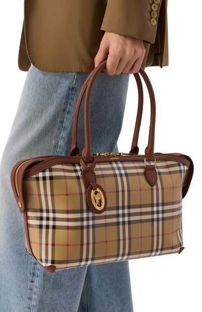 Сумка-тоут check zip small BURBERRY бежевого цвета по цене 199500 руб., арт. 8129048, фото 2 Сумка-тоут check zip small BURBERRY, арт. 8129048, фото 2