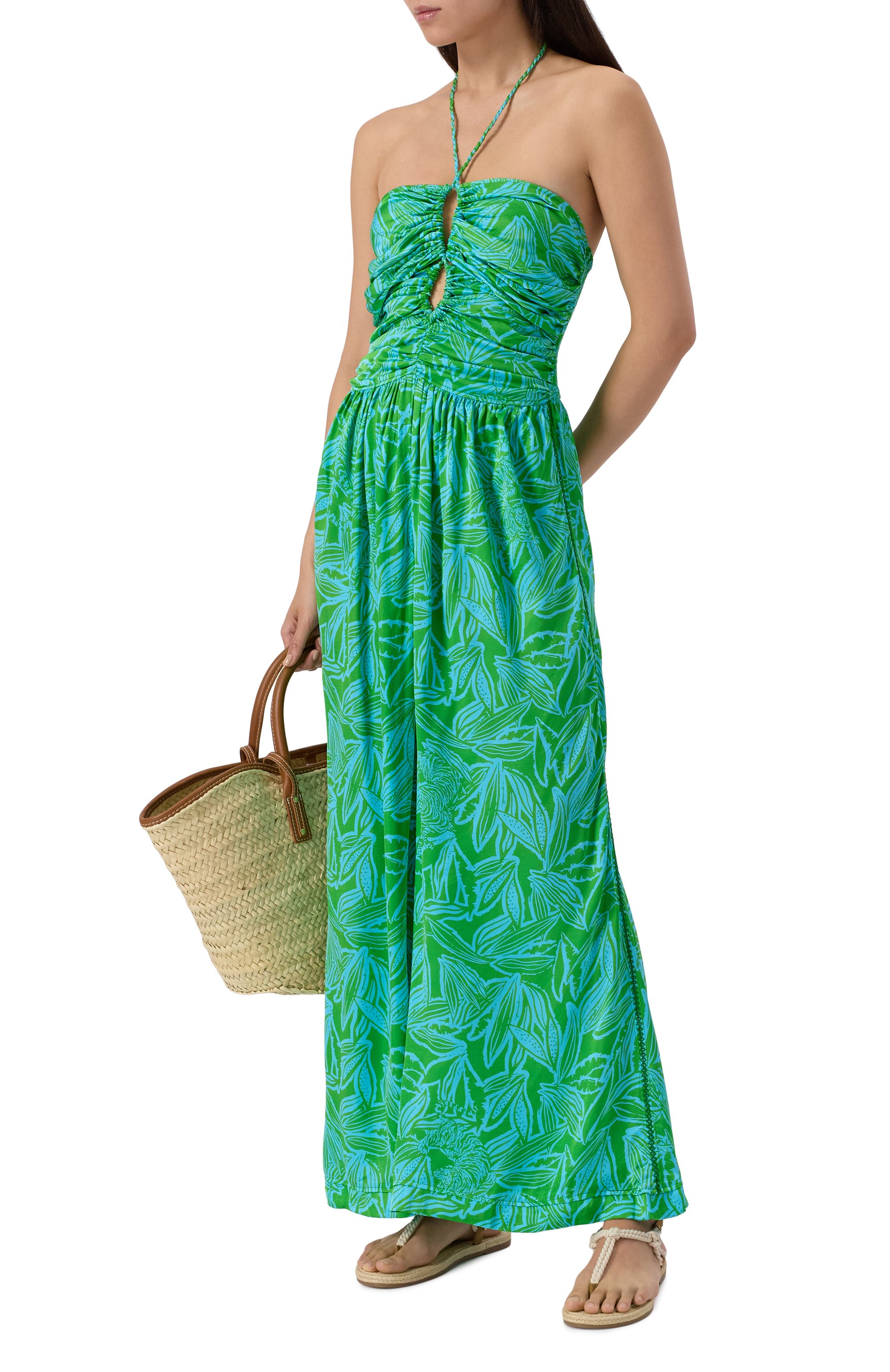 Комбинезон из вискозы POUPETTE ST BARTH зеленого цвета по цене 49250 руб., арт. W5CR250GPET, фото 2 Комбинезон из вискозы POUPETTE ST BARTH, арт. W5CR250GPET, фото 2