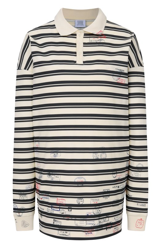 Хлопковое поло VETEMENTS ME76P0231WB/26430 JERSEY Чёрно-белый ME76P0231WB/26430 JERSEY