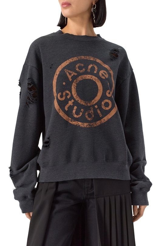 Хлопковый свитшот Acne Studios FN-UX-SWEA000044/CI0179 Серый  FN-UX-SWEA000044/CI0179 Фото 3