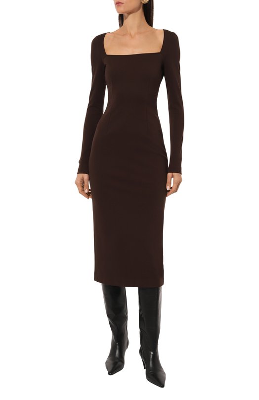 Платье из вискозы Dolce & Gabbana F6CNYT/FUGRE Коричневый  F6CNYT/FUGRE Фото 3