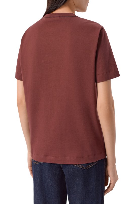Хлопковая футболка Brunello Cucinelli M0T81BI100 Бордовый  M0T81BI100 Фото 4