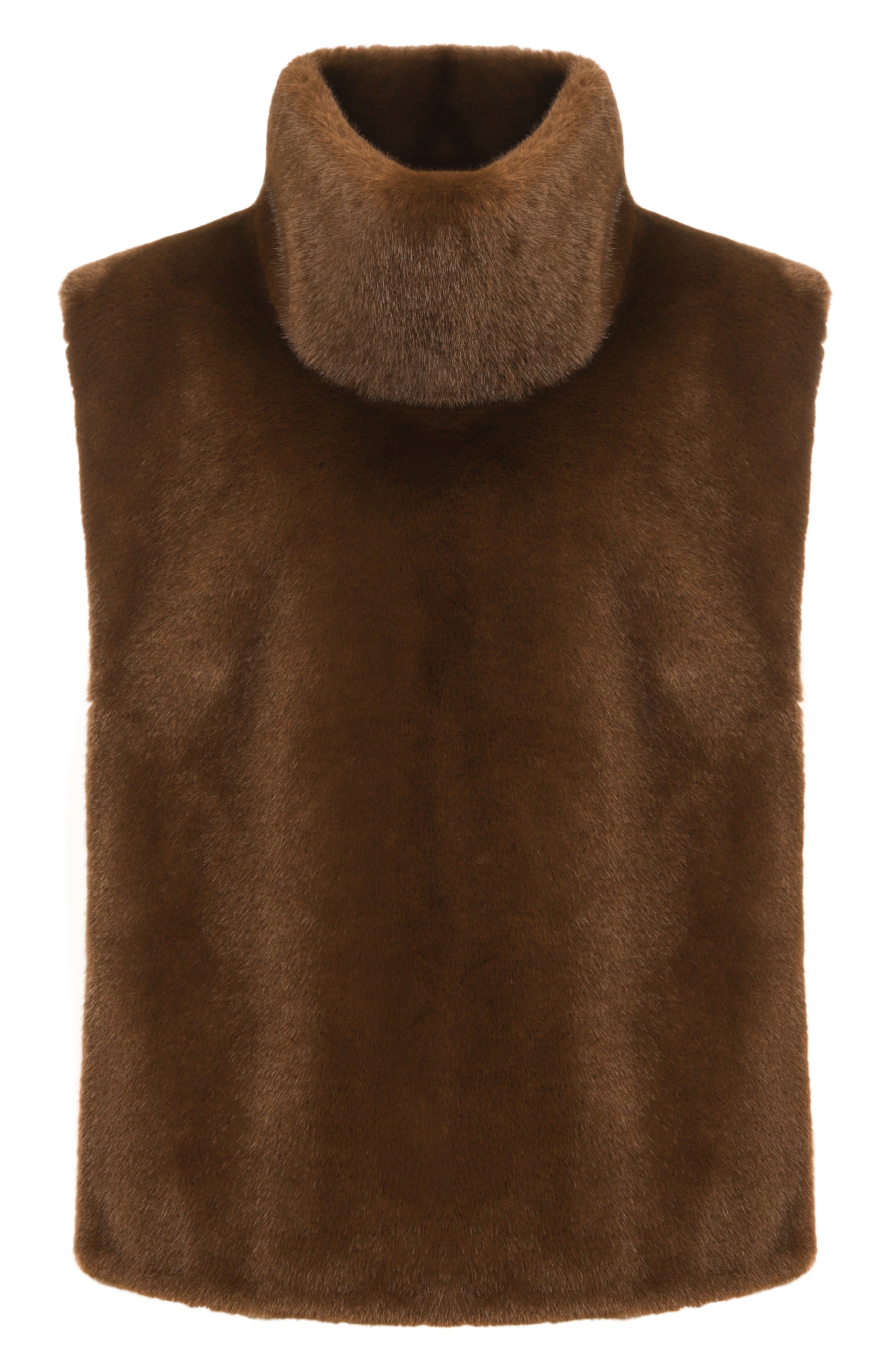 Манишка из экомеха FLASHIN коричневого цвета по цене 35000 руб., арт. FF26FMSF, фото 1 Манишка из экомеха FLASHIN, арт. FF26FMSF, фото 1