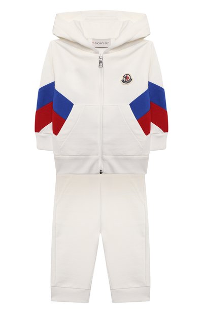 Комплект из толстовки и брюк MONCLER кремового цвета по цене 33650 руб., арт. H1-951-8M000-01-809AC, фото 1 Комплект из толстовки и брюк MONCLER, арт. H1-951-8M000-01-809AC, фото 1