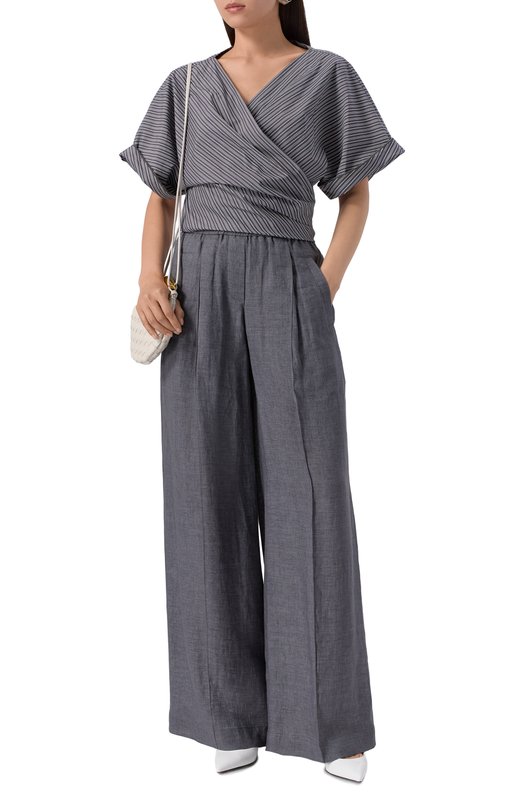 Хлопковый топ Brunello Cucinelli MH758FB206 Синий  MH758FB206 Фото 2