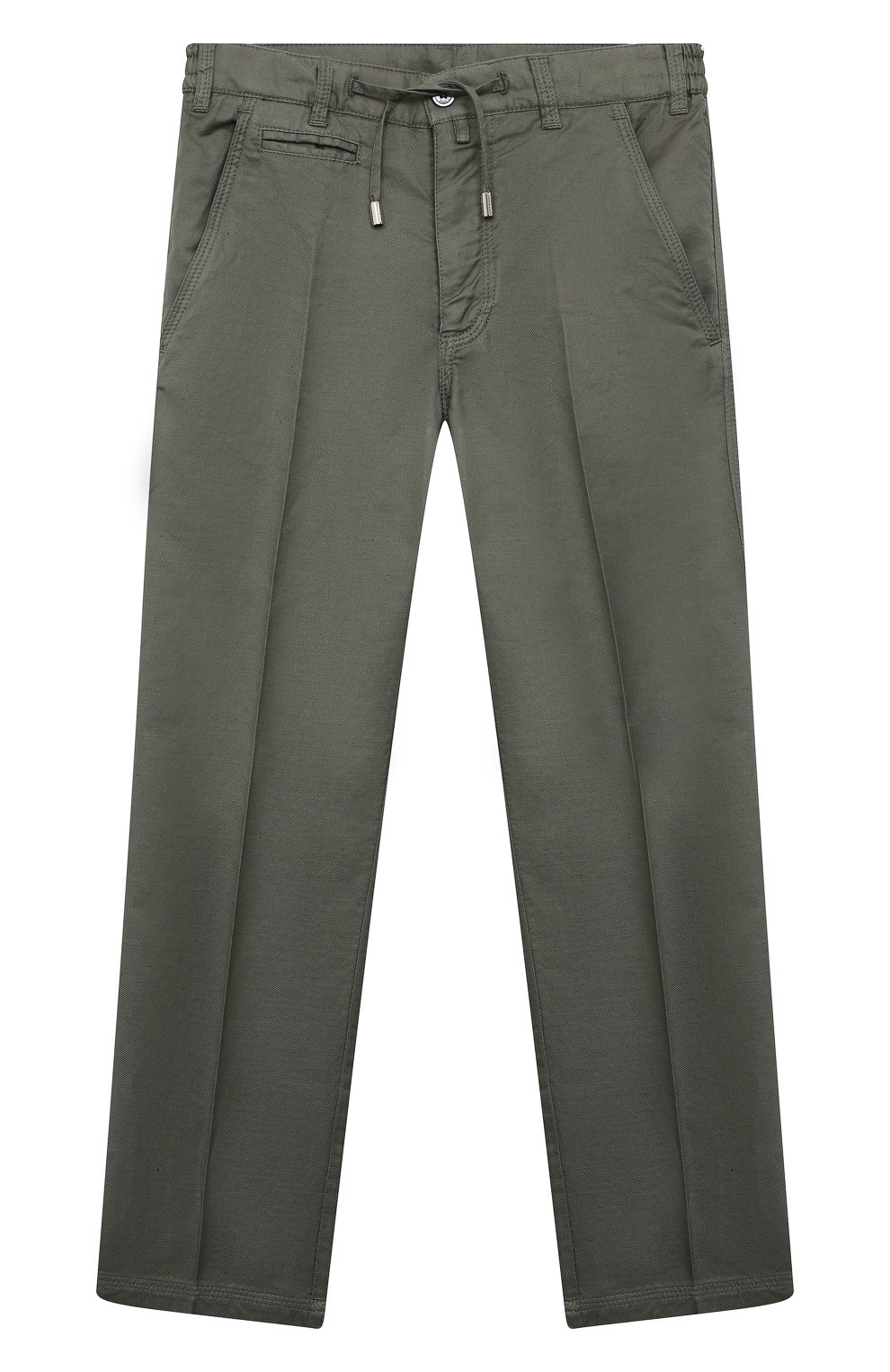 Брюки из хлопка и льна STEFANO RICCI JUNIOR хаки цвета по цене 89200 руб., арт. Y1T3100300/P0E, фото 1 Брюки из хлопка и льна STEFANO RICCI JUNIOR, арт. Y1T3100300/P0E, фото 1