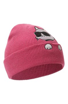 Детский комплект из шапки и шарфа-снуда KARL LAGERFELD KIDS фуксия цвета, арт. Z30333 | Фото 2 (Материал: Хлопок, Текстиль; Нос: Не проставлено; Материал сплава: Проставлено)