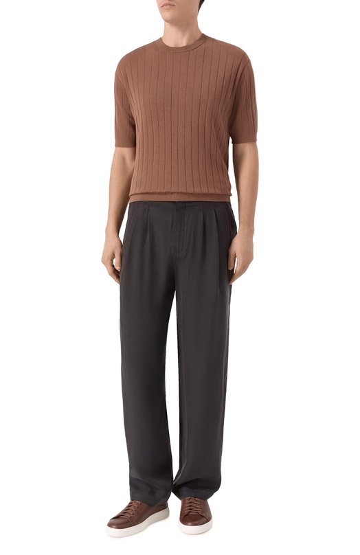 Джемпер из шелка и хлопка 12 STOREEZ 138259 Коричневый  138259 Фото 2