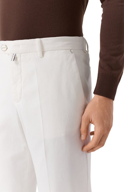 Хлопковые брюки Kiton UFPPERK0100H21 Белый  UFPPERK0100H21 Фото 5