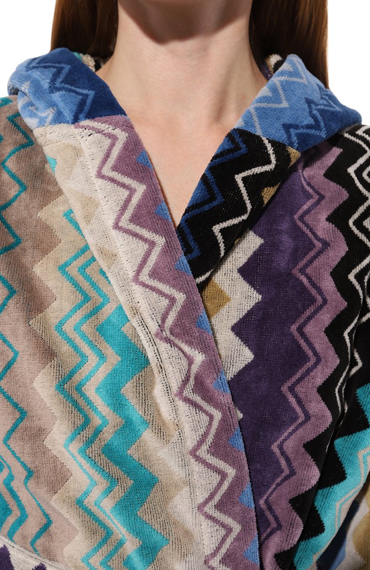 Женский хлопковый халат MISSONIHOME разноцветного цвета, арт. 1G3AC99708/170 | Фото 5 (Материал внешний: Хлопок; Нос: Не проставлено)