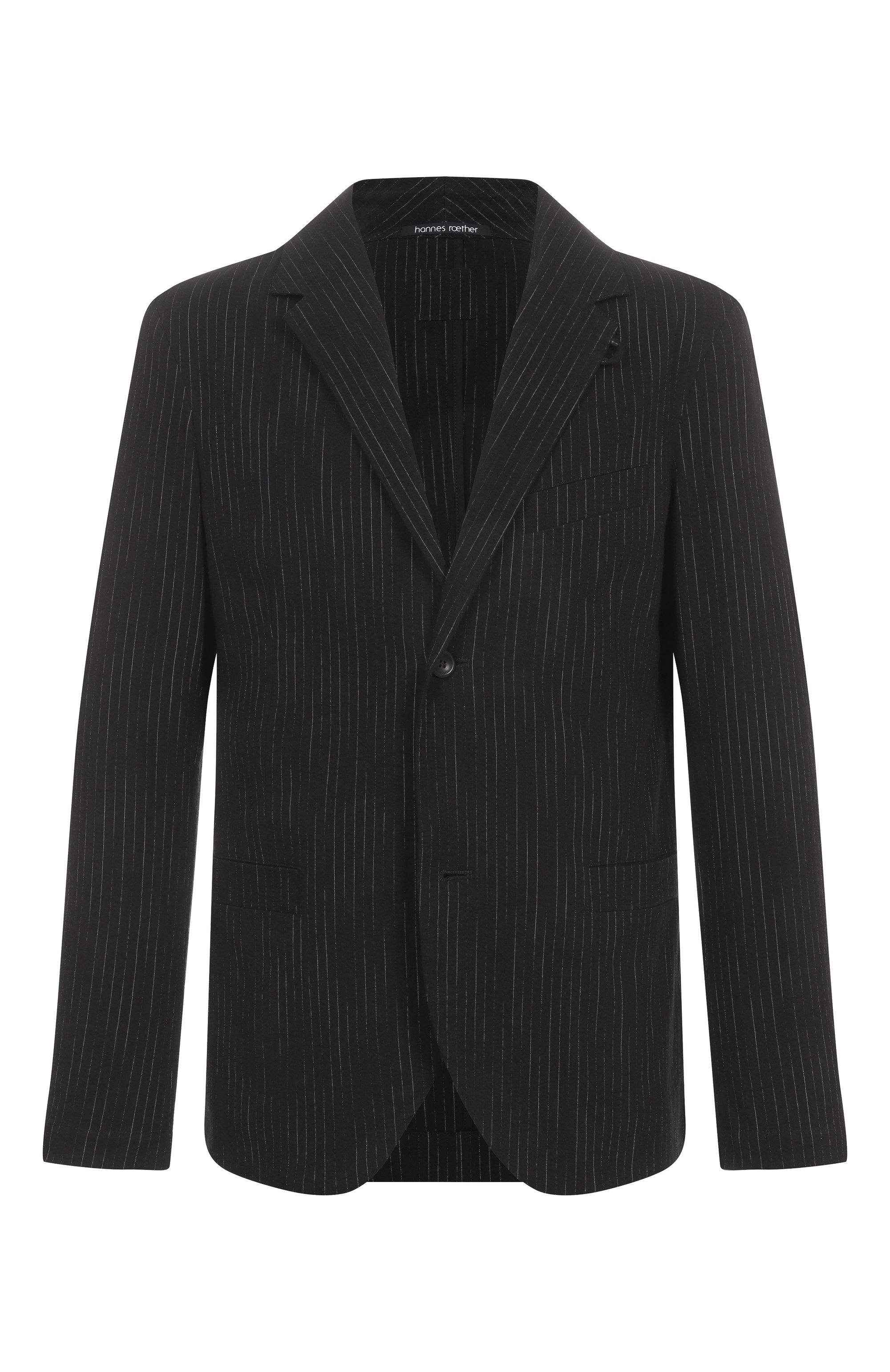 Пиджак из хлопка и льна HANNES ROETHER черного цвета по цене 79150 руб., арт. ZUN22DER.5111/, фото 1 Пиджак из хлопка и льна HANNES ROETHER, арт. ZUN22DER.5111/, фото 1