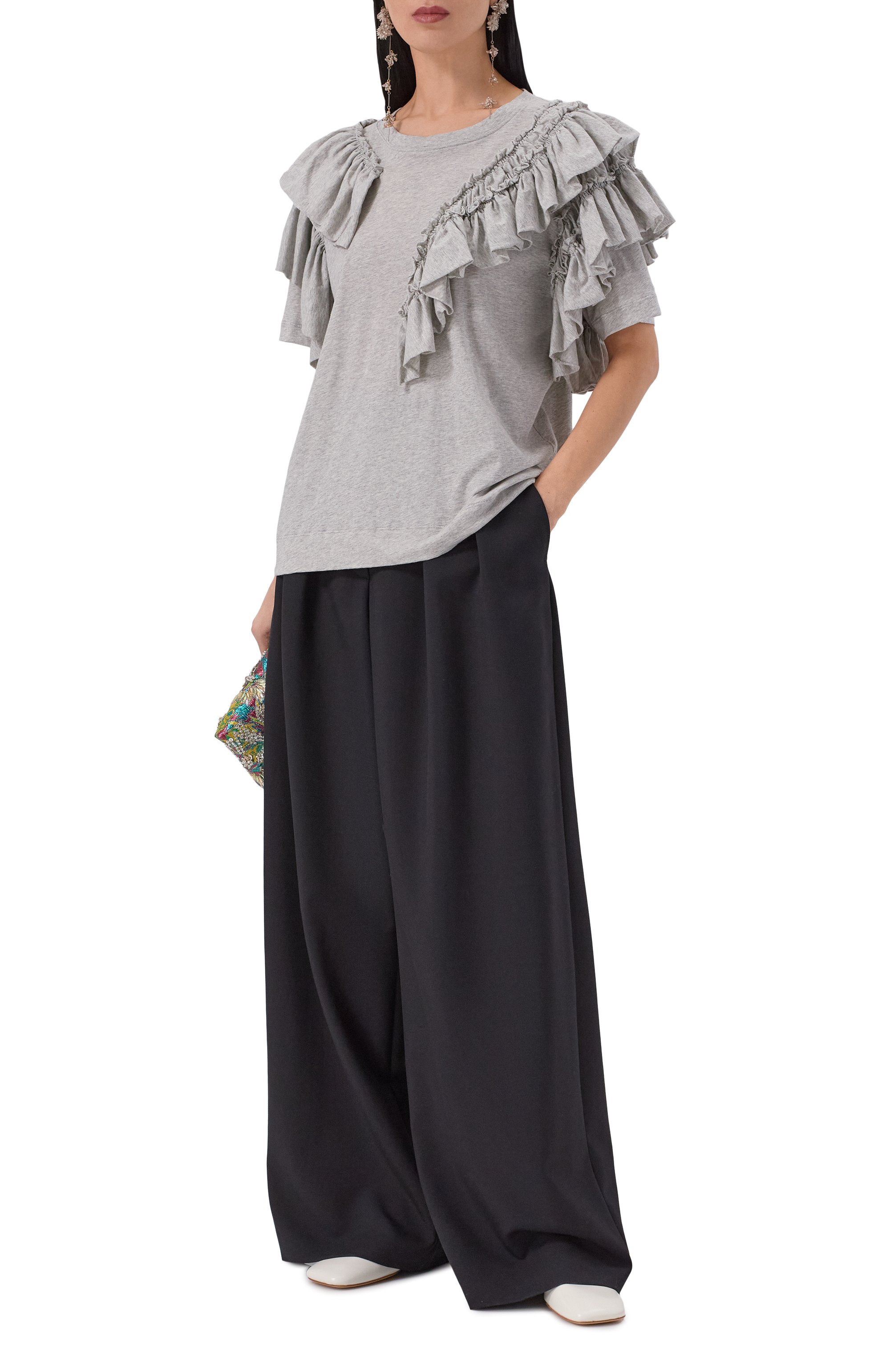 Шерстяные брюки DRIES VAN NOTEN черного цвета по цене 113500 руб., арт. 010903/3249, фото 2 Шерстяные брюки DRIES VAN NOTEN, арт. 010903/3249, фото 2